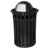 WITT Oakley Collection Outdoor Waste Receptacle with Dome Top - 36 Gallon, Black